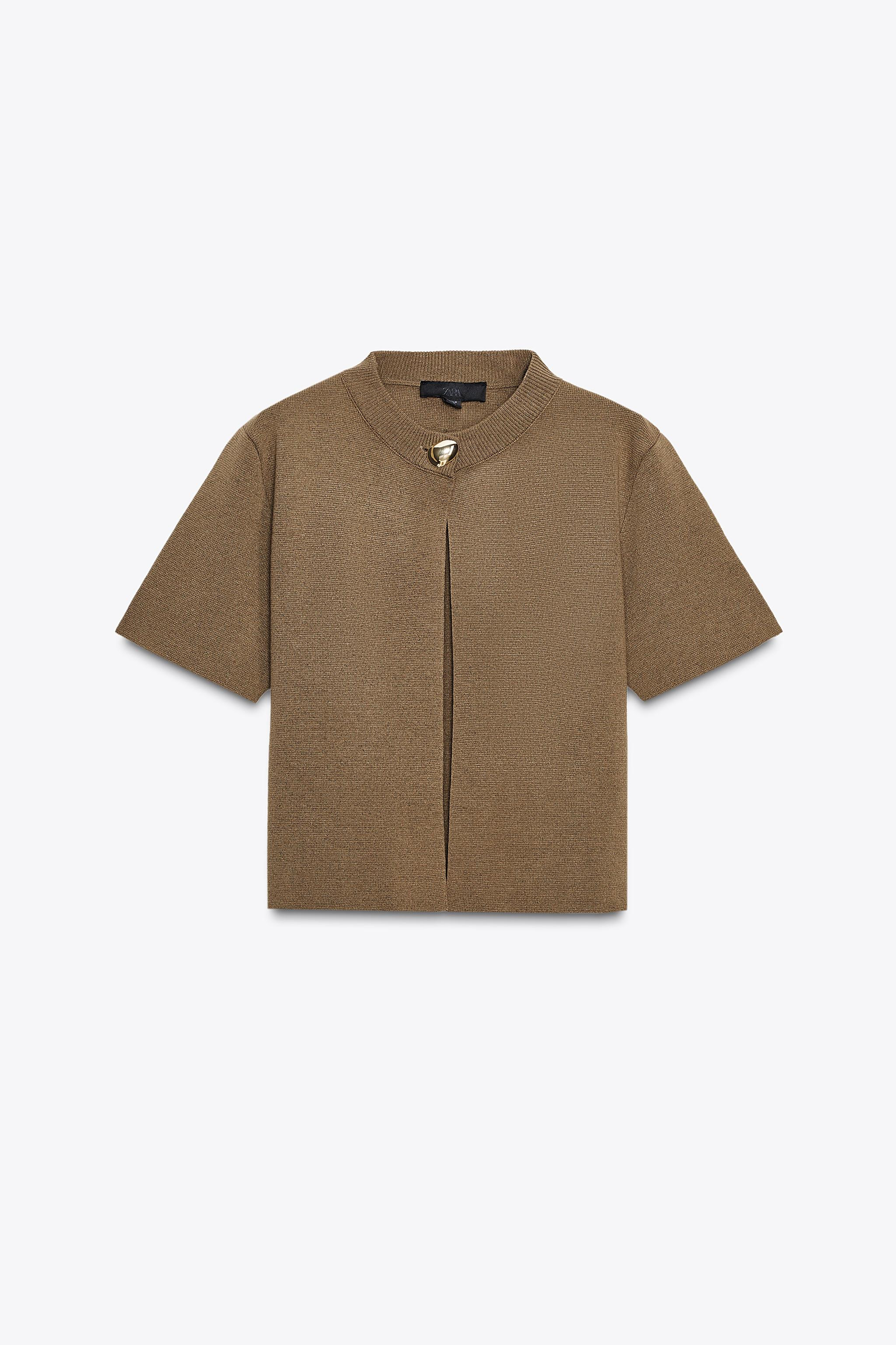 SHORT SLEEVE KNIT CARDIGAN | Zara US