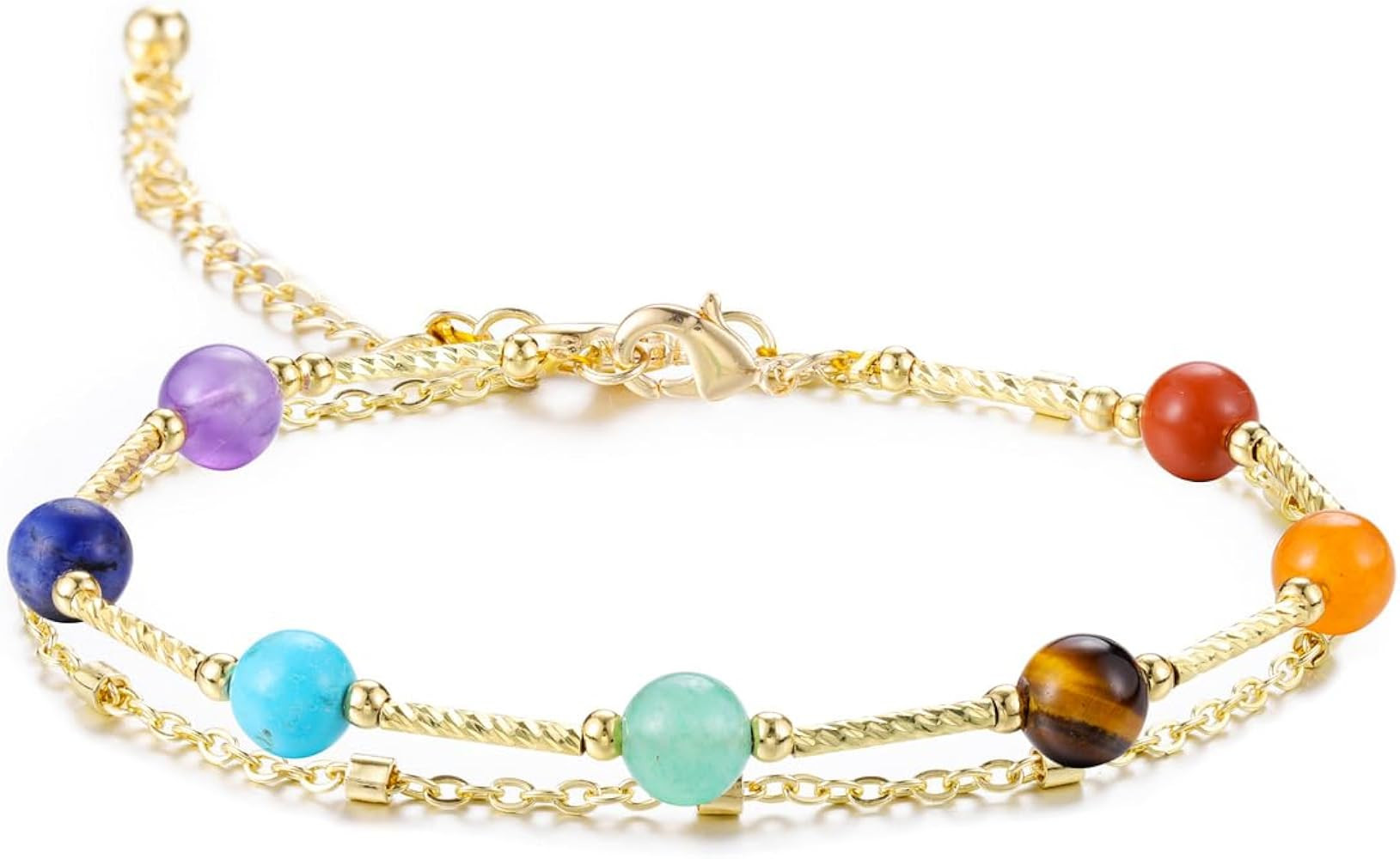 Top Plaza Chakra Healing Crystal Bracelet Women Natural Gemstone Bead Bracelets Adjustable Gold P... | Amazon (US)