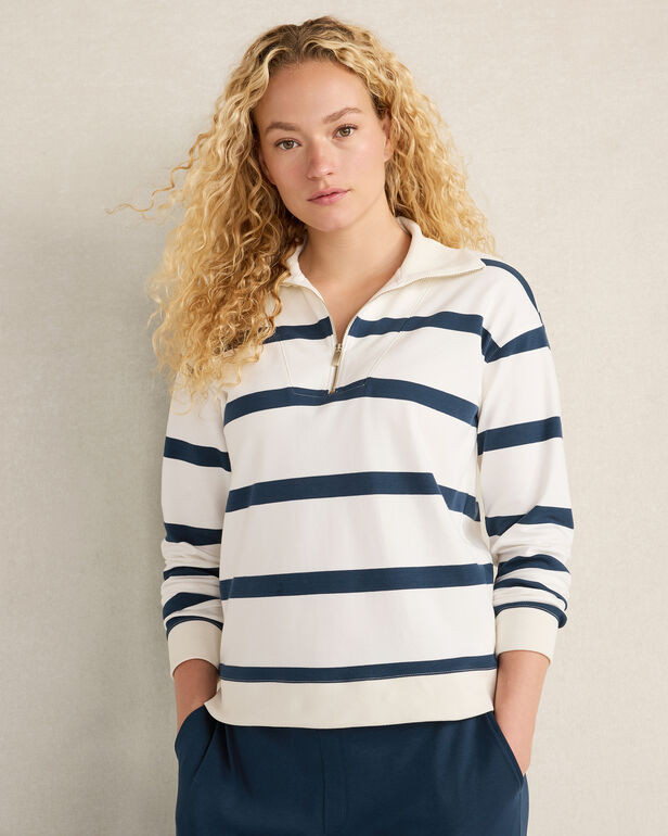 Organic Cotton Interlock Striped Quarter Zip | Haven Well Within