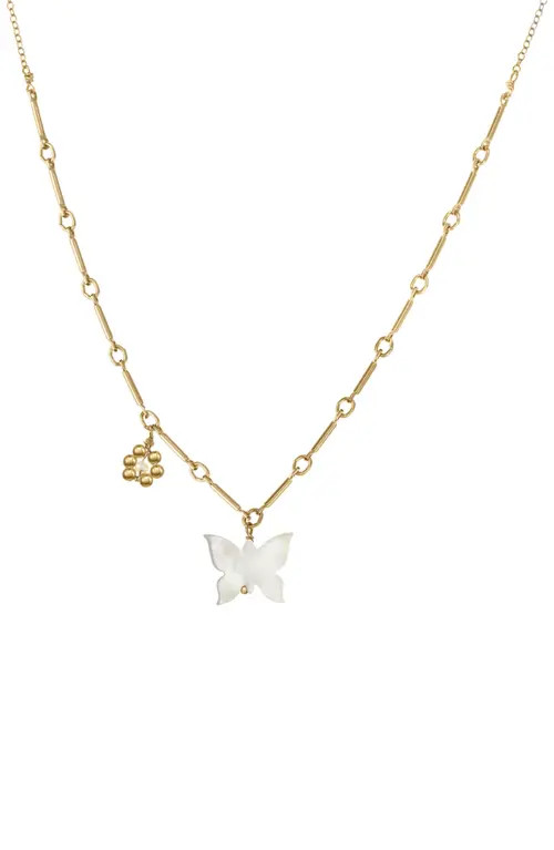 KOZAKH Tinley Mother-of-Pearl Butterfly Pendant Necklace in Gold at Nordstrom | Nordstrom