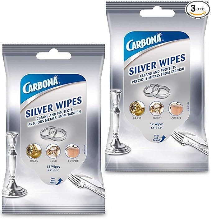 Carbona Silver Wipes | Metal Cleaner & Polish | 12 Wipes, 3 Pack | Amazon (US)