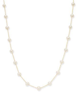 EFFY® Cultured Freshwater Pearl Station 18" Necklace in 14k Gold (5-1/2mm) - Macy's | Macy's