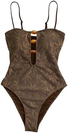 SOLY HUX Women's One Piece Swimsuit Cutout Bathing Suits High Cut Swimwear Vacation Cruise Wear | Amazon (US)