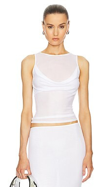 Helsa Sheer Knit Draped Top in White from Revolve.com | Revolve Clothing (Global)