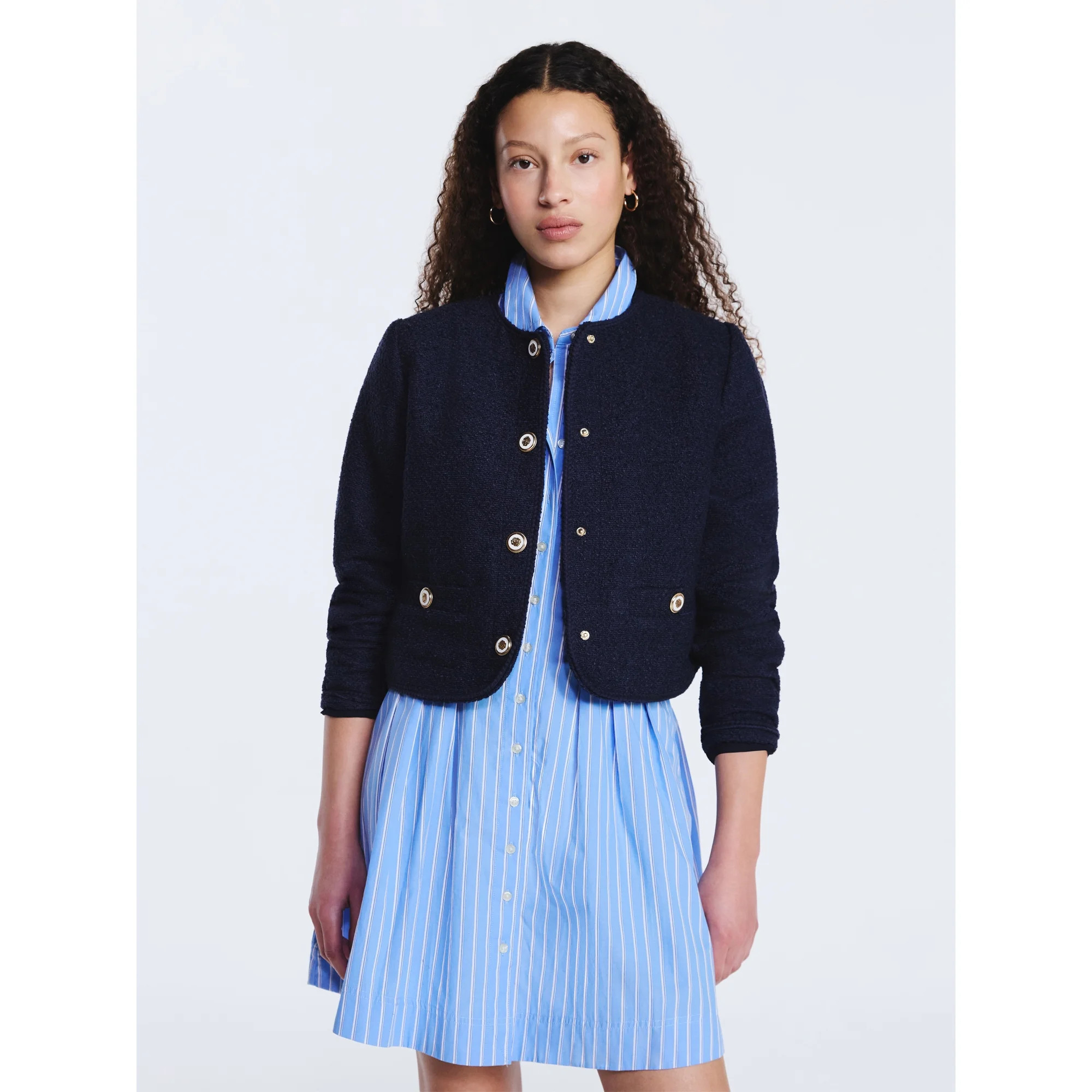 Free Assembly Women's Collarless Nubby Jacket with Long Sleeves, Sizes XS-XXL | Walmart (US)