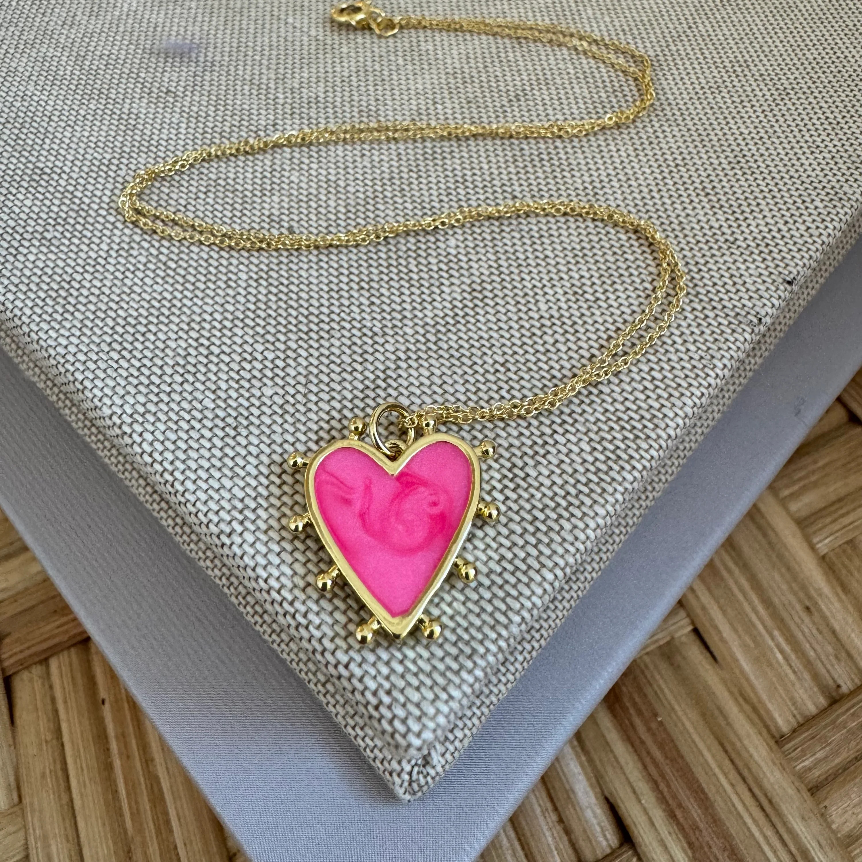 Hot Pink Heart Necklace | Erin McDermott Jewelry