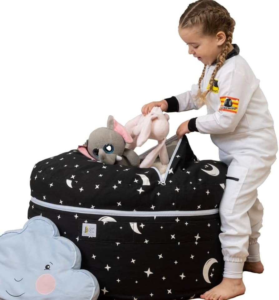 Premium XL Zipper-Expandable Bean Bag Cover for Plush Toy Storage — Bigger Capacity, More Fabri... | Amazon (US)