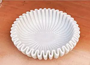 SWADESHI BLESSINGS HandCrafted Marble Ruffle Bowl /Antique Scallop Bowl/Fruit Bowl/Vintage Ring D... | Amazon (US)