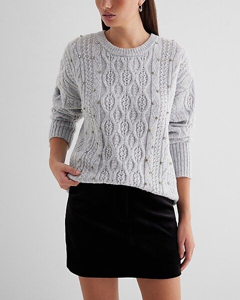 London Embellished Cable Knit Oversized Sweater | Express
