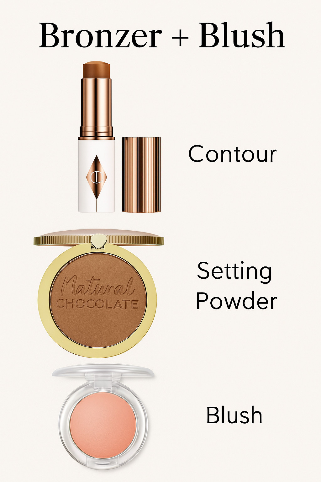 My go-to bronzed/blush combo 🌞
This trio never fails. 
✨ @charlottetilbury Contour Stick in Deep for that creamy warmth
✨ @toofaced Natural Chocolate Bronzer to set + define
✨ @maccosmetics Cream Blush for the perfect pop of color

Linked all 3 for you on my LTK! Tap to shop and save for later 💫

#ltkbeauty #glowymakeup #makeupmusthaves #creamcontour #bronzergoals #ltkfinds 

 