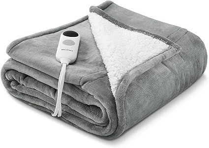 MaxKare Electric Blanket Heated Throw Flannel & Sherpa Reversible Fast Heating Blanket 50" x 60",... | Amazon (US)