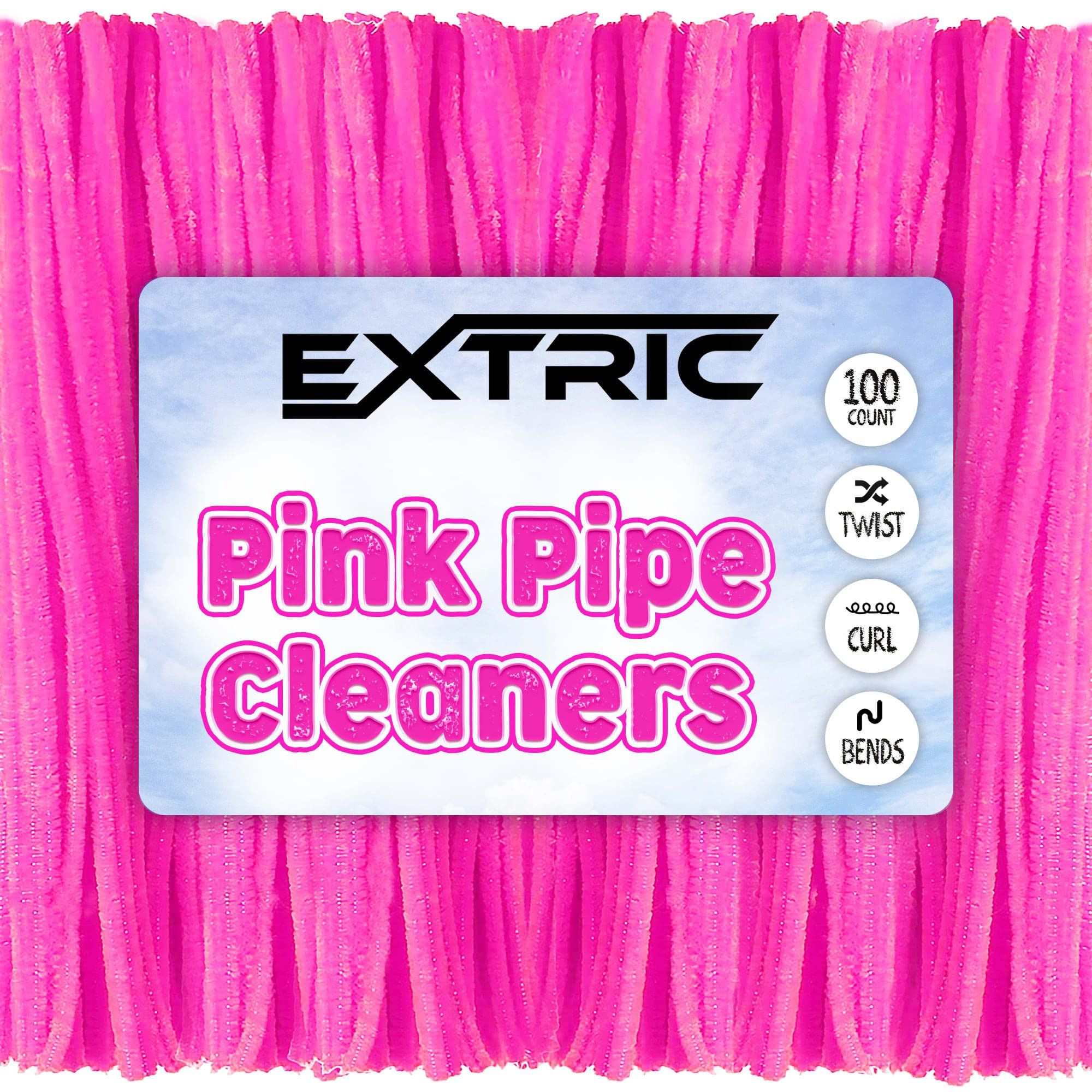 Pipe Cleaners- 100Pc. Pipe Cleaner Pink Pipe Cleaners-Chenille Stems, Pipe Cleaners Craft, Fuzzy ... | Amazon (US)