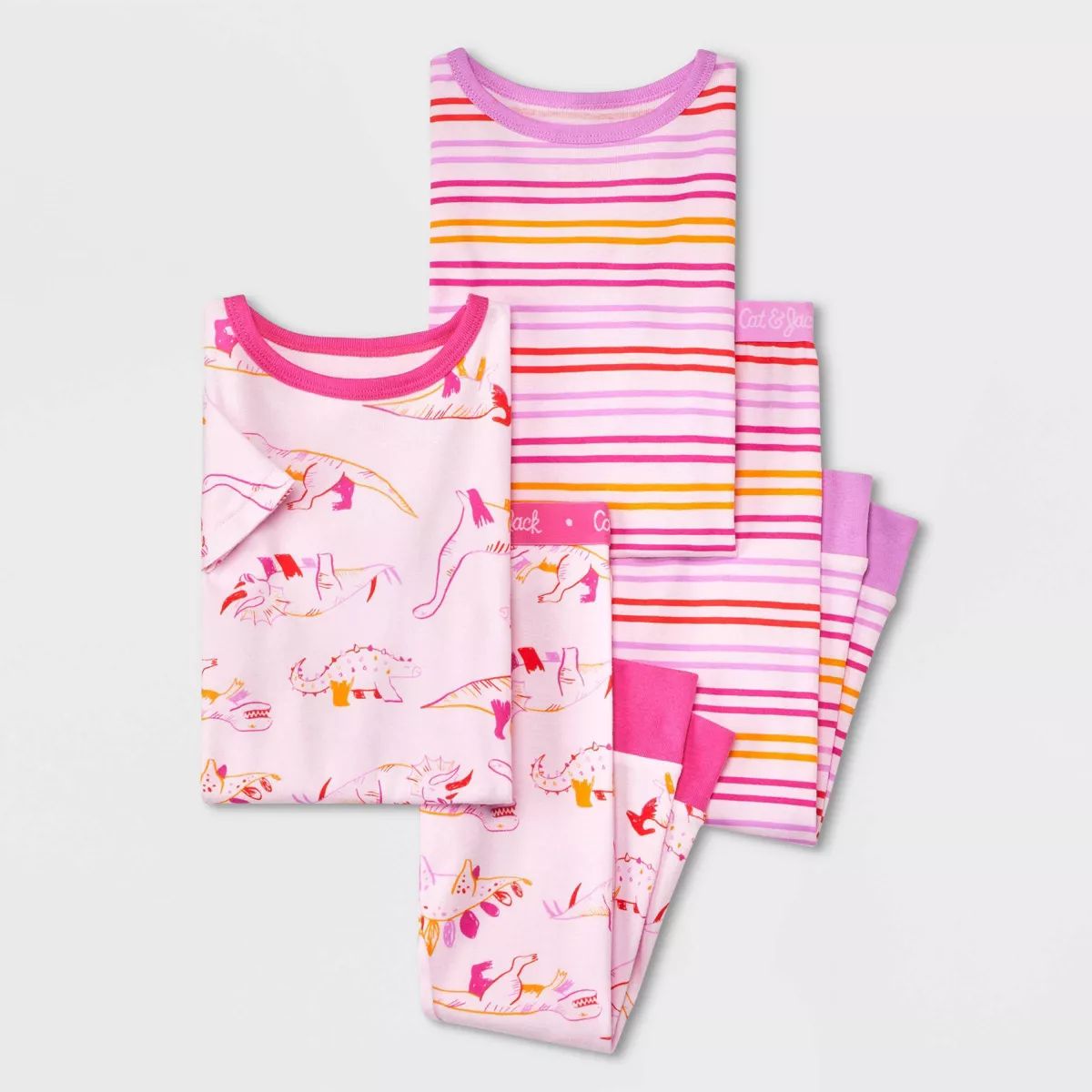 Toddler Girls' 4pc Dinosaur & Striped Pajama Set - Cat & Jack™ Pink | Target