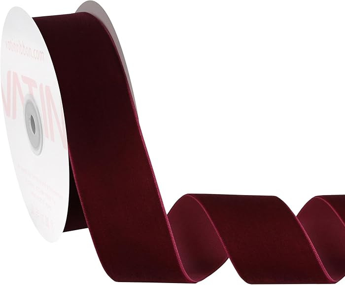 VATIN Wine Velvet Ribbon 1-1/2" Burgundy Premium Plush Velvet Woven Edge Velvet Ribbon for Christ... | Amazon (US)