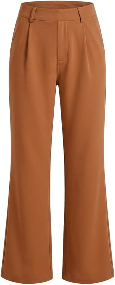 OctMoon Women's High Waisted Straight Leg Dress Pants - Stretchy Wrinkle-Free Business Casual Wor... | Amazon (US)