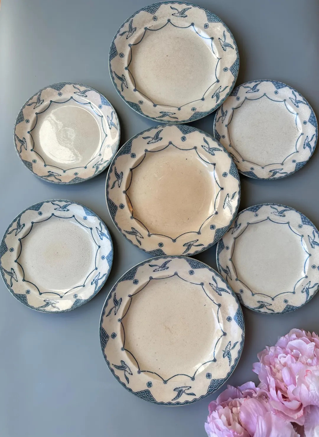 Set of 7 Antique 1920s Swedish GUSTAVSBERG Porcelain Plates. ÖRESUND Pattern 1913-1941. Greenish... | Etsy (US)