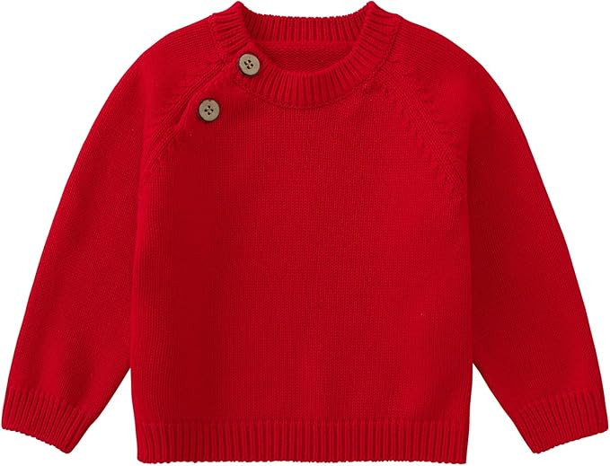 pureborn Baby Toddler Boys Girls Pullover Sweater Cotton Knit Button Closure Sweaters | Amazon (US)