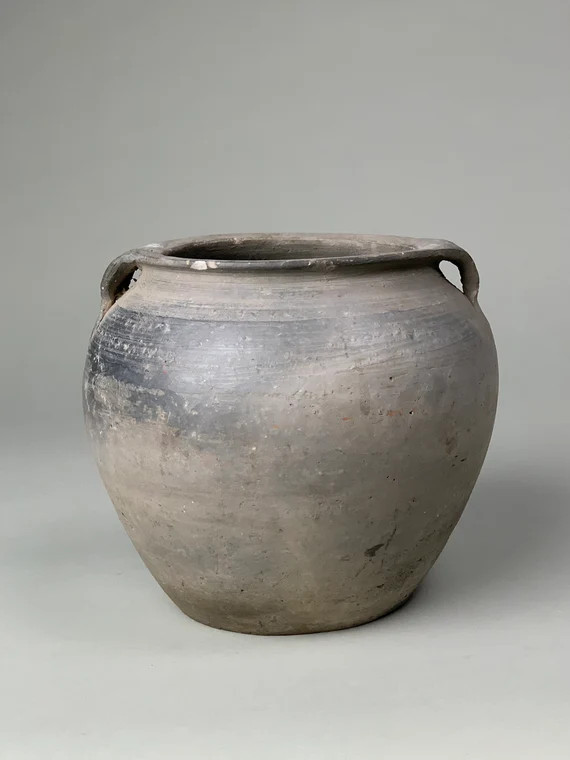 Medium Vintage Black Grey Pot with Handles {E} (Free Shipping) | Etsy (US)