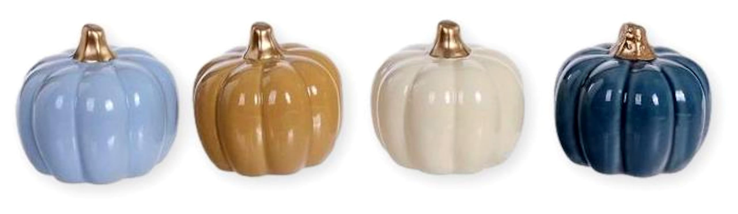 The Bridge Collection Fall 3" Ceramic Mini Pumpkin Decorations - Set of 4 Blue, White, Navy & Ora... | Amazon (CA)