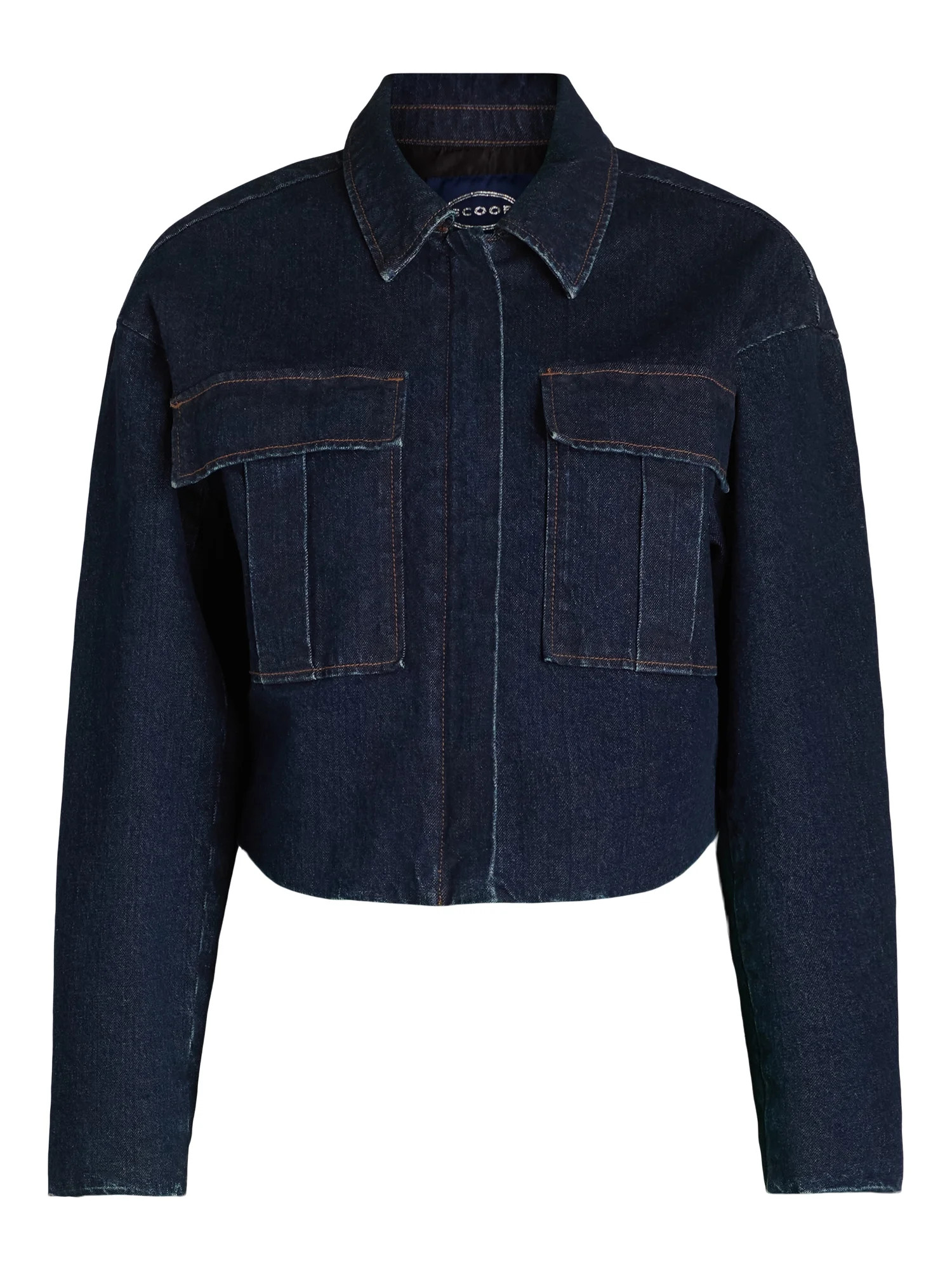 Scoop Women's Oversized Cropped Denim Jacket, Sizes XS-XXL - Walmart.com | Walmart (US)