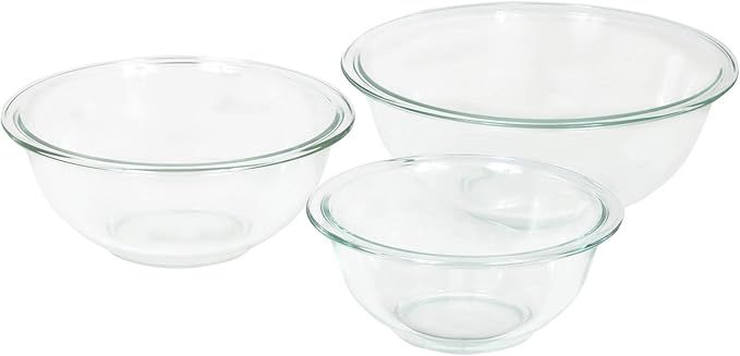 Pyrex Glass Mixing Bowl Set (3-Piece Set, Nesting, Microwave and Dishwasher Safe) | Amazon (US)