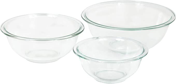 Pyrex Glass Mixing Bowl Set (3-Piece Set, Nesting, Microwave and Dishwasher Safe) | Amazon (US)