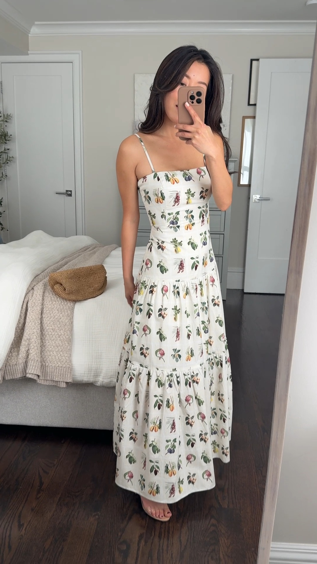 So in love with this dress! Same prints come in other pieces too. For the shorter dress linked, I confirmed with Nordstrom that the issue mentioned and reviews has been fixed

If your size is sold out, bookmark bc Nordstrom does restock and has several times already 

• Petal & Pup leaf & Fruit Print Cotton Midi Sundress - size Small . This maxi style runs small!  I sized up! My regular size wouldn’t zip up 

Size small measures: 15“ armpit to armpit, 12.5” across waist, 16.5” across hips. When lying flat. 

Adjustable straps with drop waist style 

** for the shorter style linked in the same print  , I would stay TTS bc it has elastic and stretch **

• Schutz sandals 5.5 love these! My go to vacation and warm weather sandals that pair with everything 

• J. Crew Portofino hand knotted clutch , nice capacity 

spring dress, vacation outfits, petite friendly , resort outfit, dinner date night , Italy European trip 

#LTKSpringSale 

#LTKPetite #LTKFindsUnder100 #LTKSeasonal