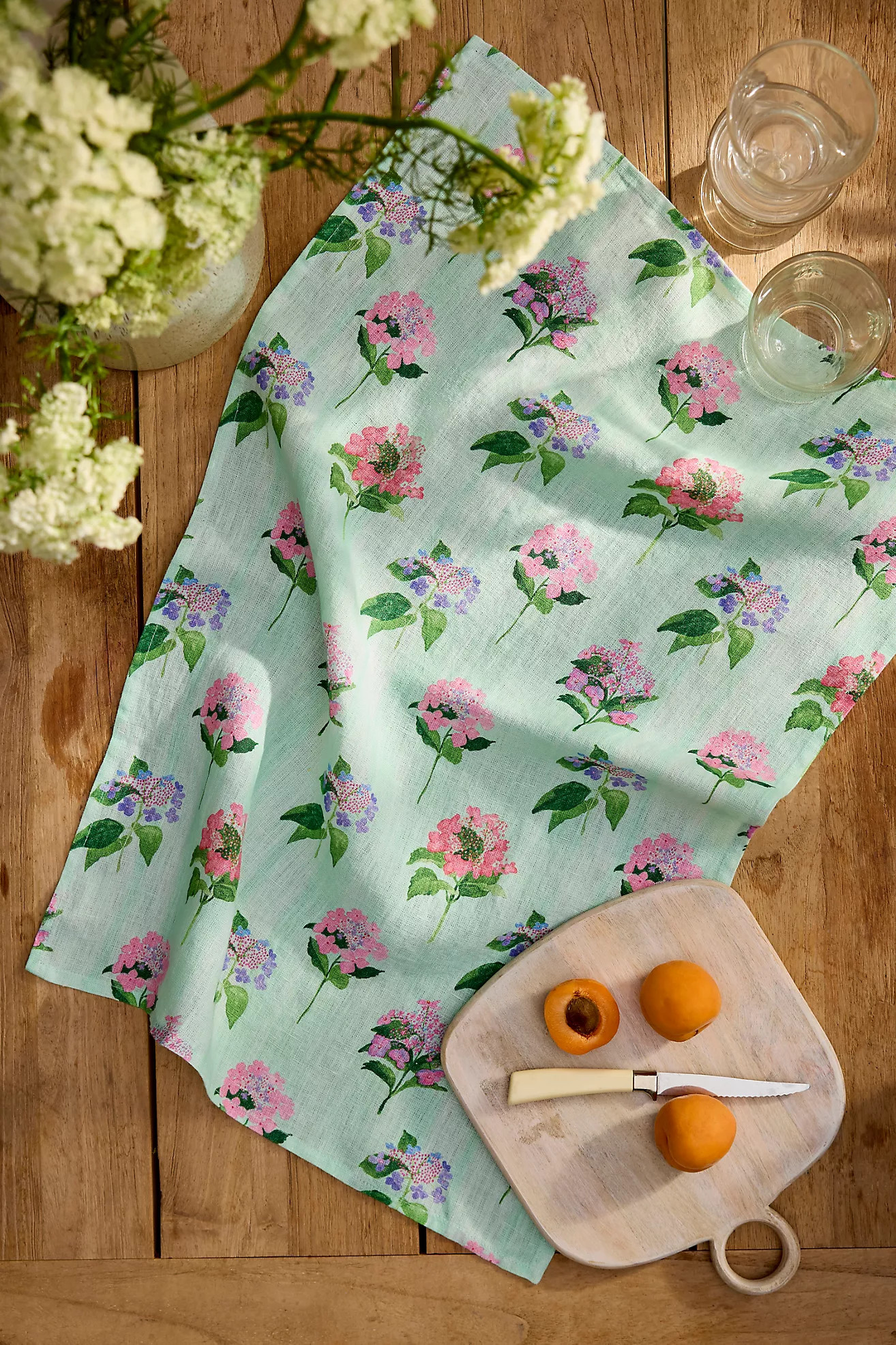 Hydrangea Sage Linen Dish Towel