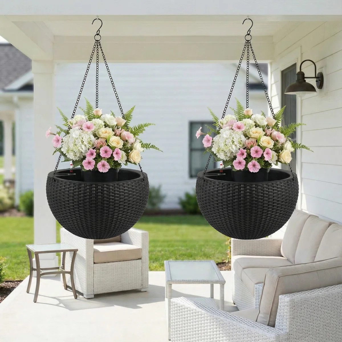 8" H x 13" W Self-Watering Rattan Hanging Planter Root-Rot Resistant Pot Planter Set for Indoor &... | Wayfair North America