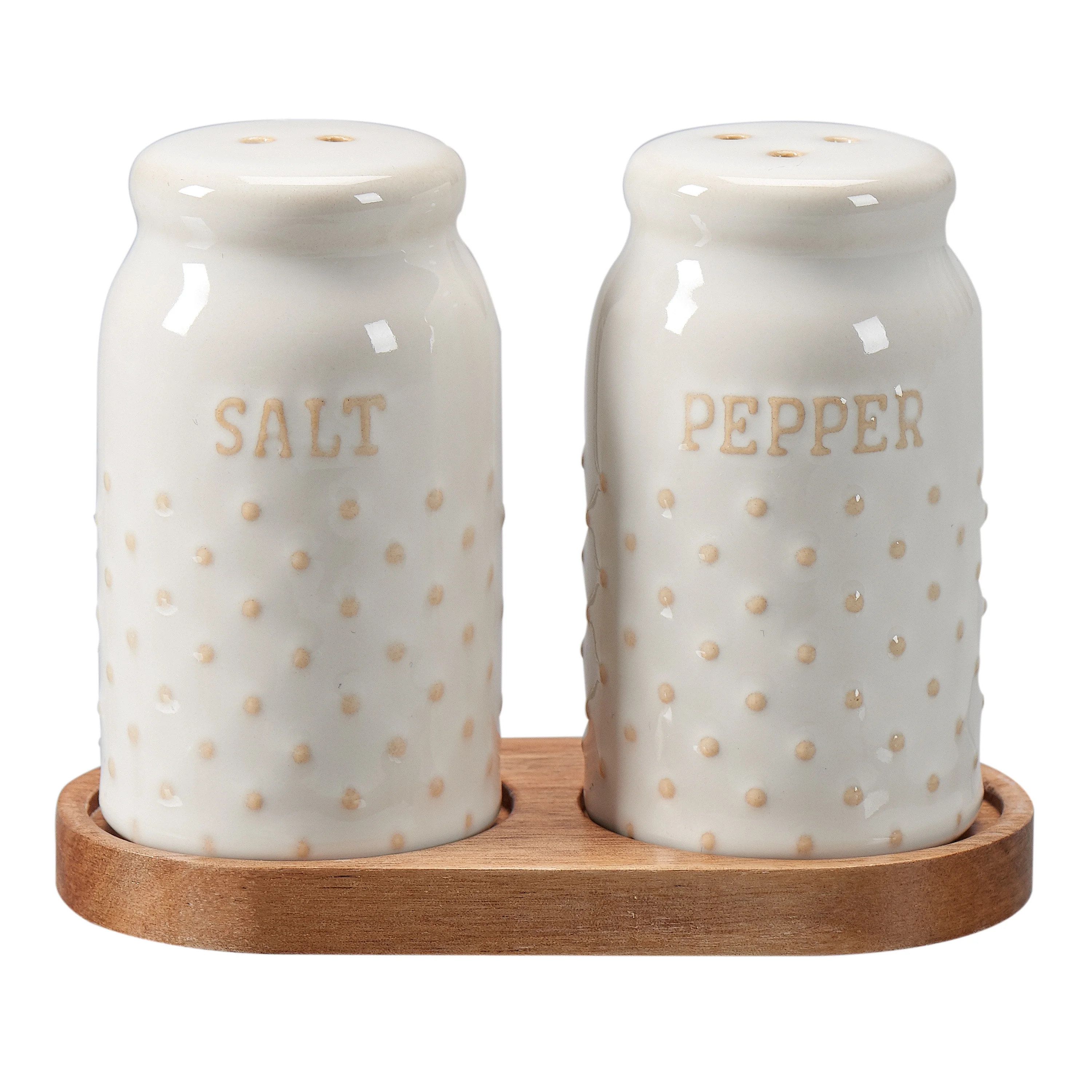 Better Homes & Gardens Modern Farmhouse Mix & Match Dotted Salt & Pepper Set, 3 Piece | Walmart (US)