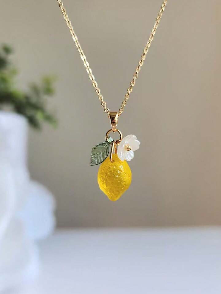 1 PC Lemon Fruit Necklace | Design Your Own Lemon Citrus Fruit Necklace | Food Necklace Gift For ... | SHEIN