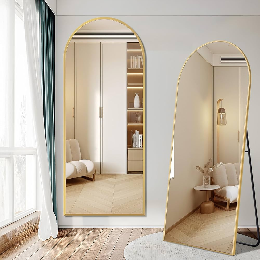 COFENY Full Length Mirror, 64" x 21" Arched Mirror Full Length Gold Floor Wall Mirror Standing, L... | Amazon (CA)