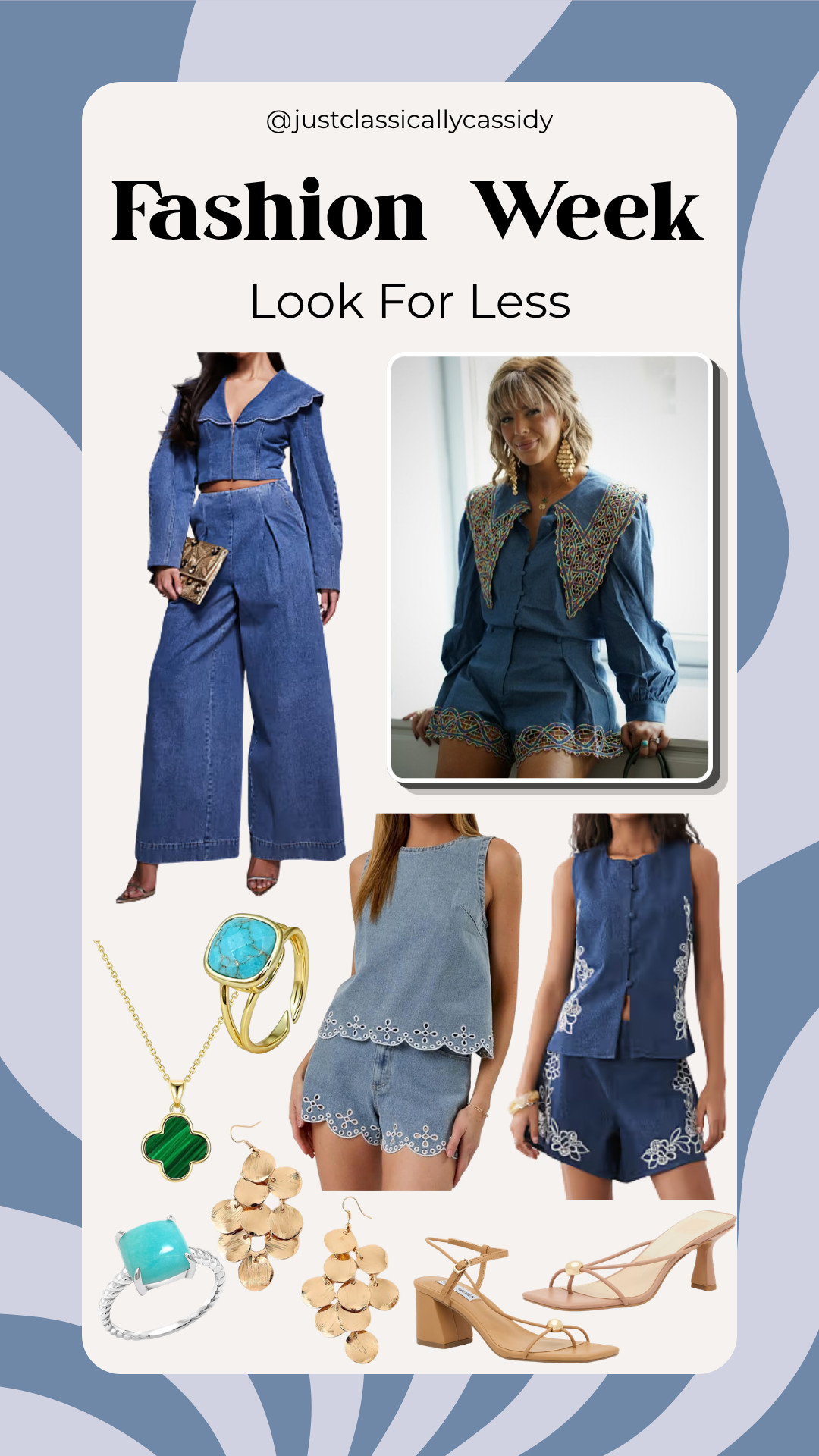 Fashion week look for less💙

Found a few similar denim options + accessories to recreate the look at different price points!





fashion week outfit, denim outfit, denim set, look for less, fashion week inspo, statement jewelry, turquoise jewelry, outfit inspiration, fall fashion, fall outfit ideas, justclassicallycassidy 

 #LTKNYFW #LTKootd #LTKSeasonal