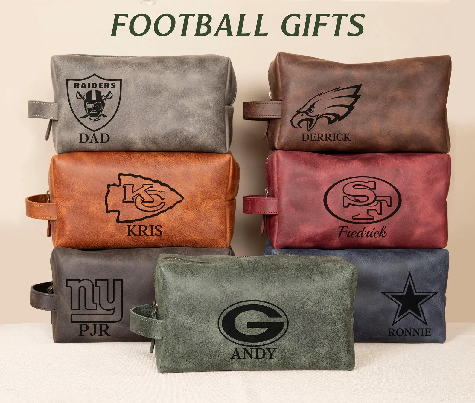 Personalized Leather Toiletry Bag for Football Players, Football Graduation Gifts, Gift for Footb... | Etsy (US)