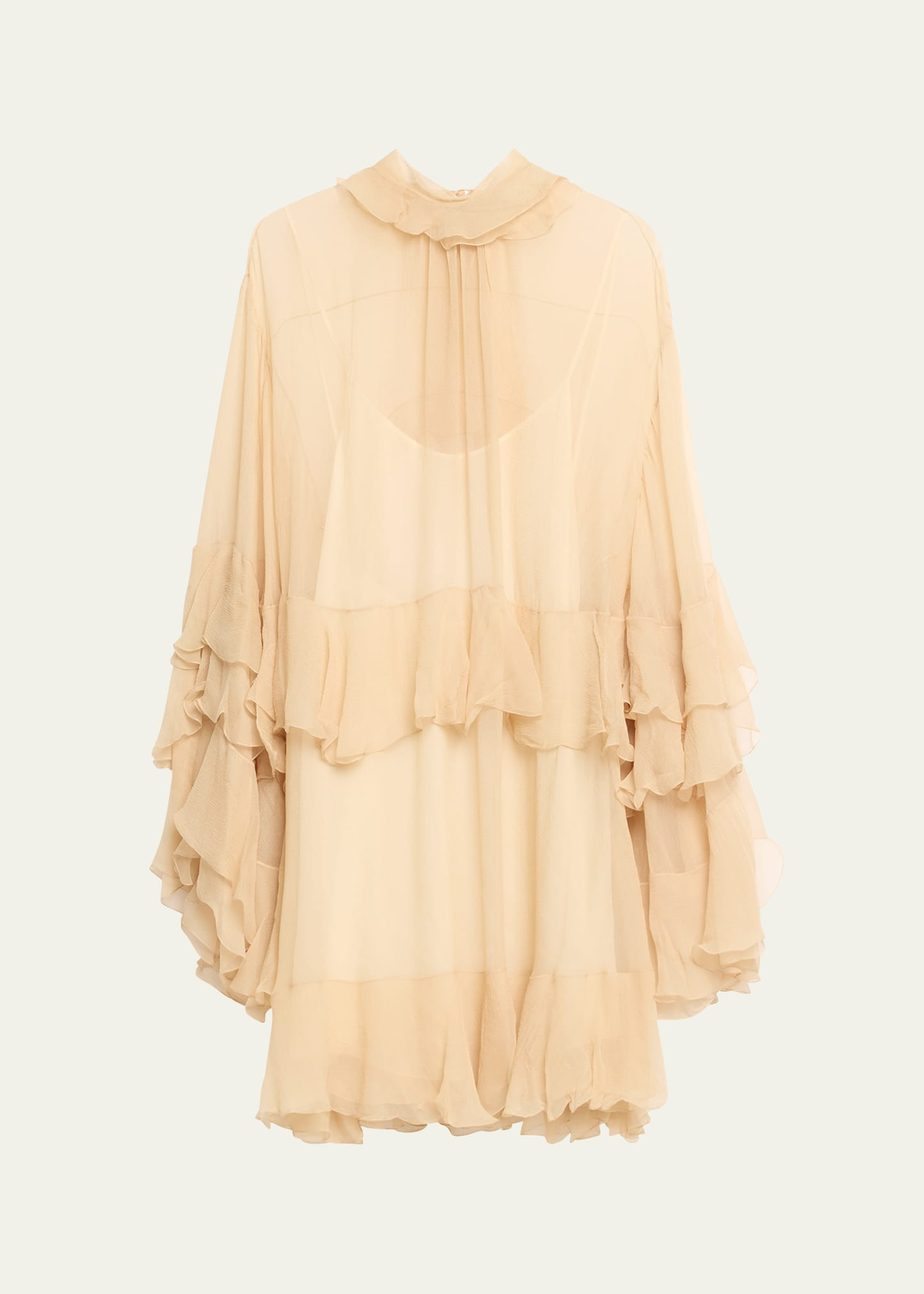 Chloe Silk Mousseline Mini Dress with Ruffle Details | Bergdorf Goodman