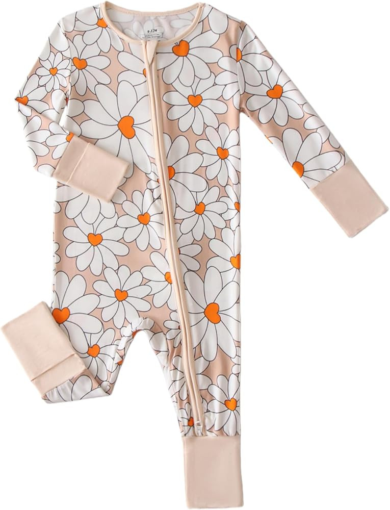 Unisex Baby Bamboo Viscose Long Sleeve Romper, Cute Prints Zipper Footless Jumpsuit, Toddler One-... | Amazon (US)