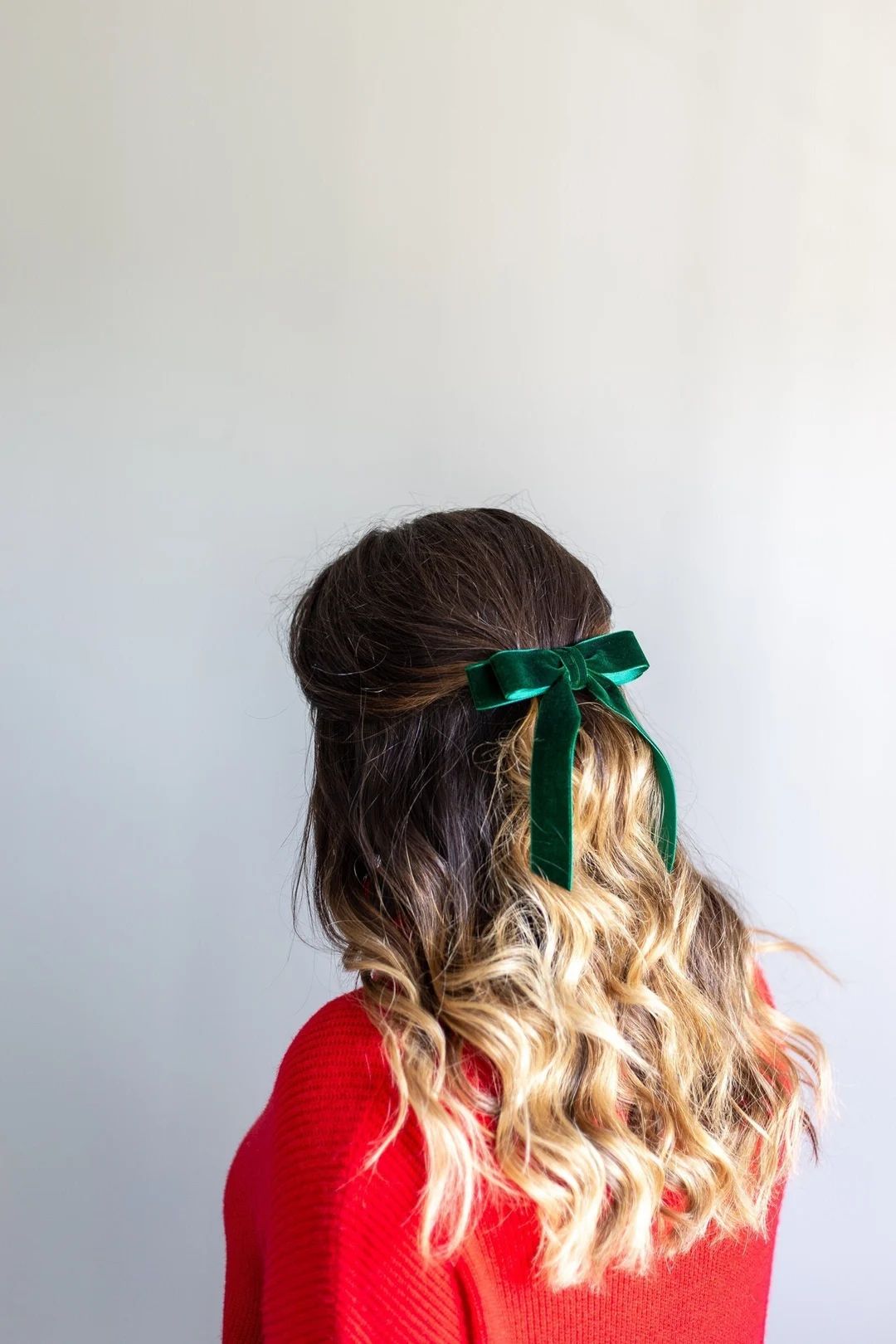 Emerald Green Velvet Hair Bow Short Tail French Barrette  - Etsy | Etsy (US)