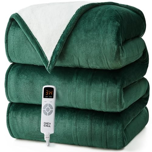 EHEYCIGA Electric Heated Blanket Throw - 9 Heating Levels, 10 Hours Auto Off, Soft Cozy Sherpa Washable With Fast Heating, 50 x 60 Inches | Amazon (US)