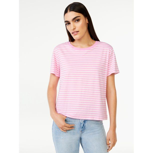 Free Assembly Women's Crop Box Tee with Short Sleeves - Walmart.com | Walmart (US)