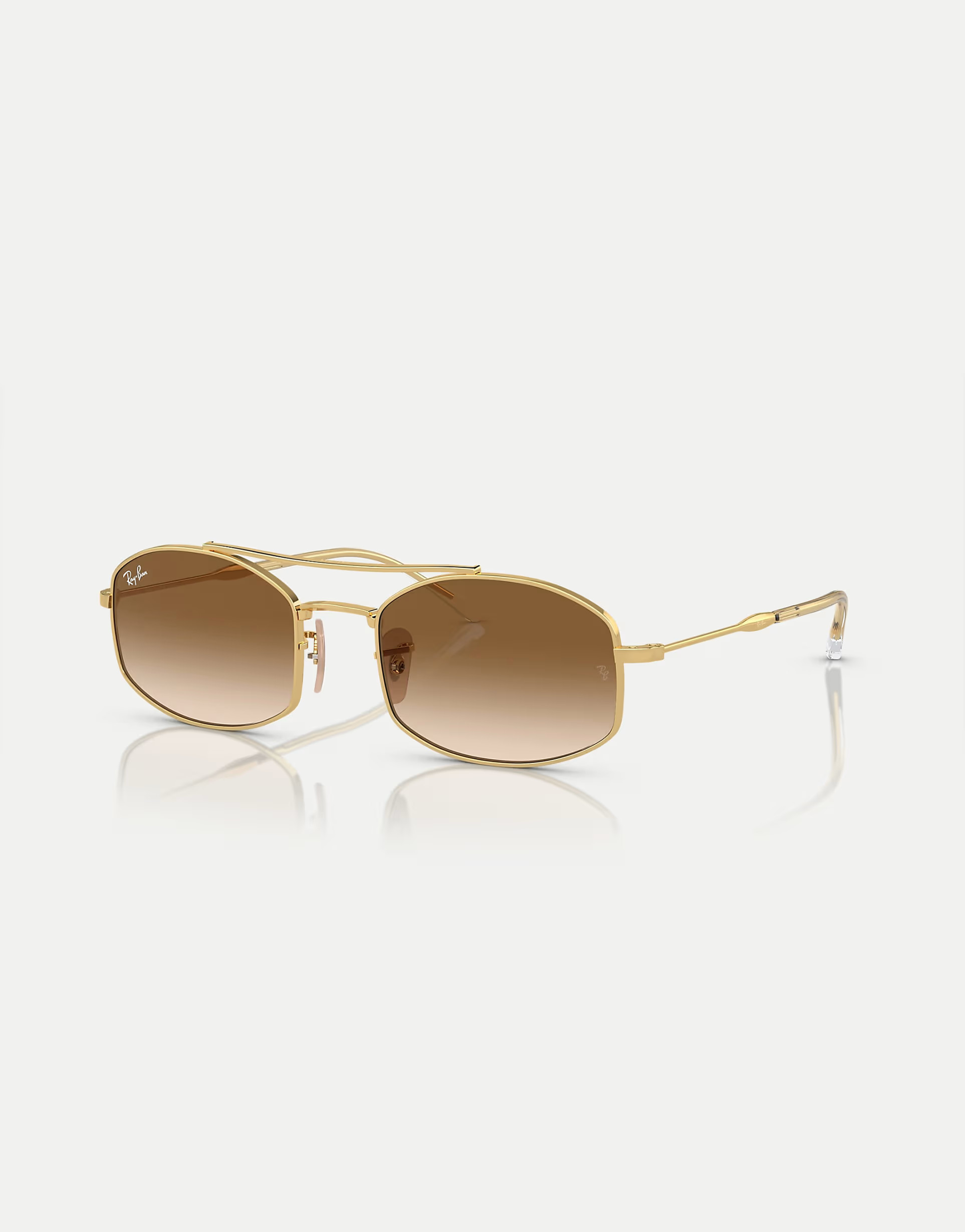 Ray-Ban Rb3719 oval sunglasses with brown lens in gold | ASOS (Global)