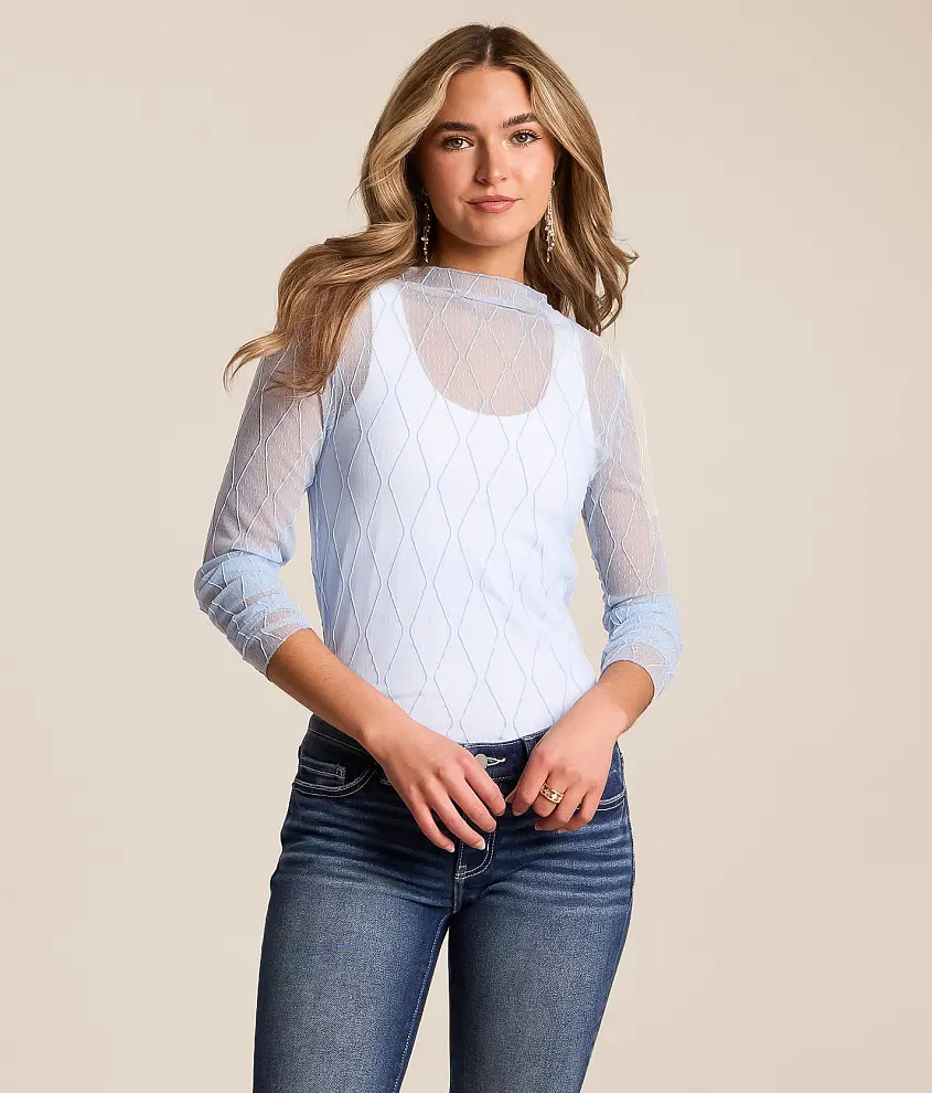 Embroidered Mesh Top | Buckle