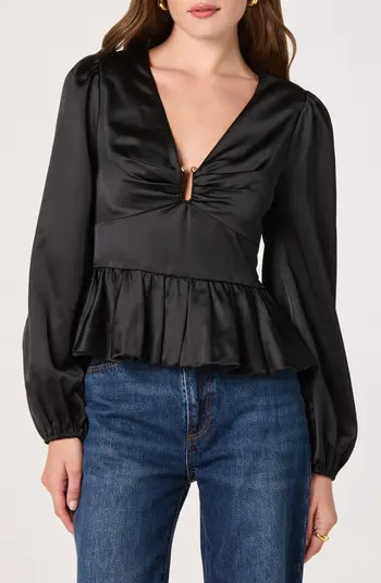 Satin Peplum Shirt | Nordstrom