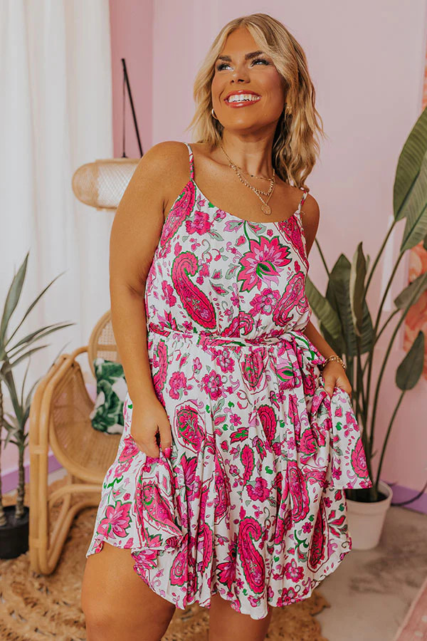 Seaside Splendor Floral Dress in Hot Pink Curves | Impressions Online Boutique