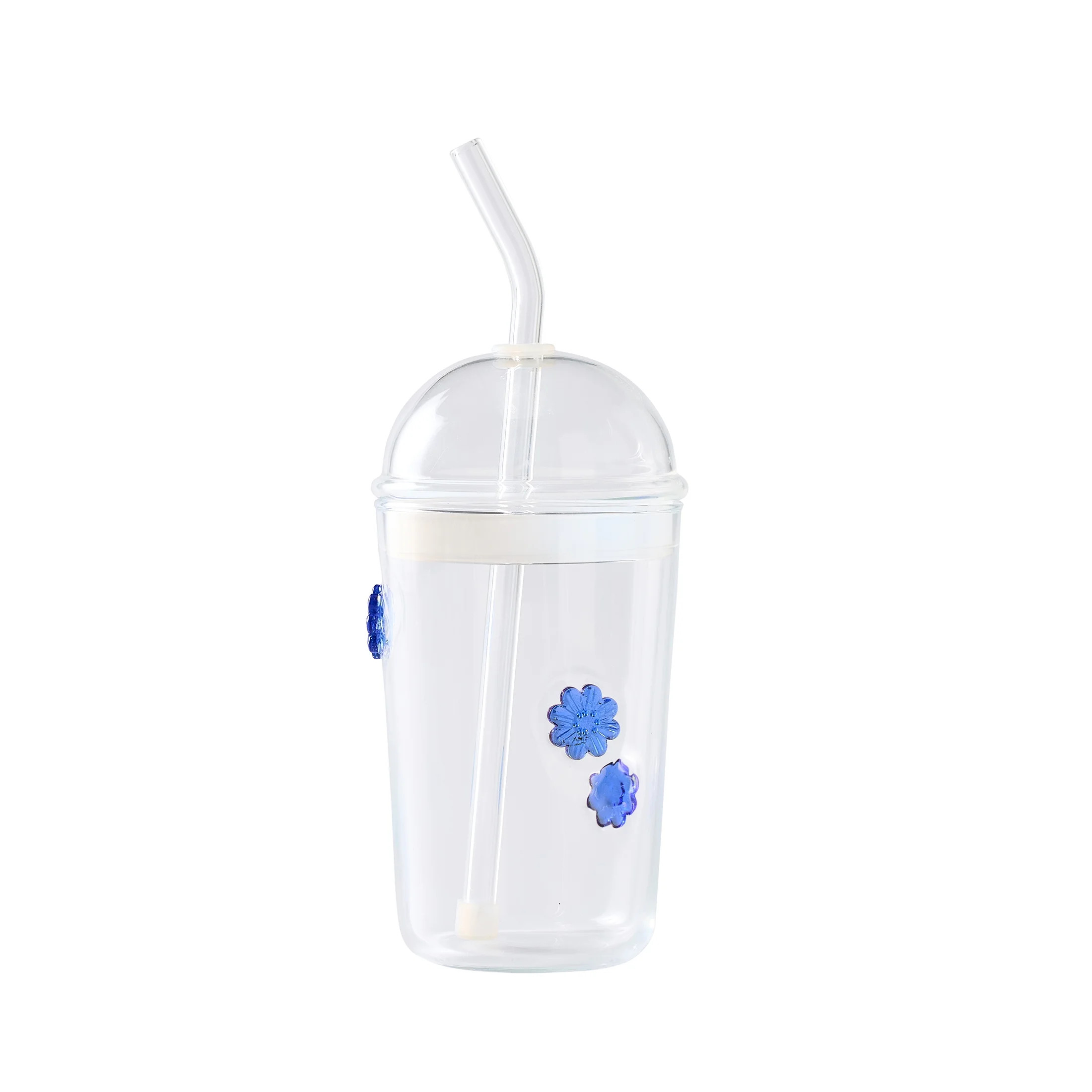 Better Homes & Gardens Glass Sipper Blue Floral Icon with Glass Lid | Walmart (US)