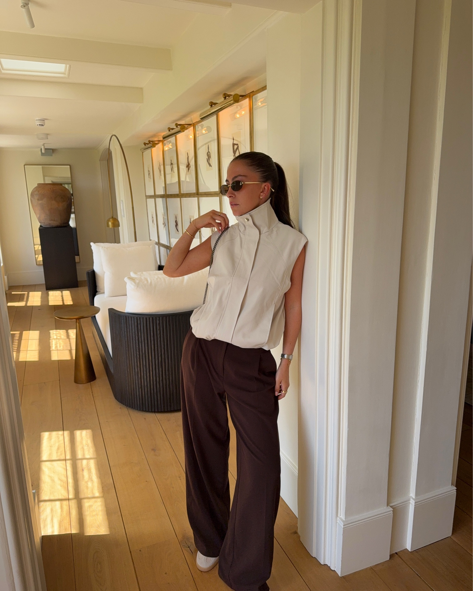 Cool chic outfit - spring outfit - summer outfit - @prettylittlething - funnel neck - brown trousers 

#LTKspring #LTKstyletip #LTKsummer