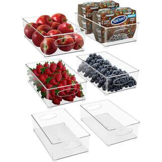 Sorbus 6 Pack Clear Plastic Storage Bins for fridge and Pantry Stackable organizer set FR-CONMD6 ... | The Home Depot