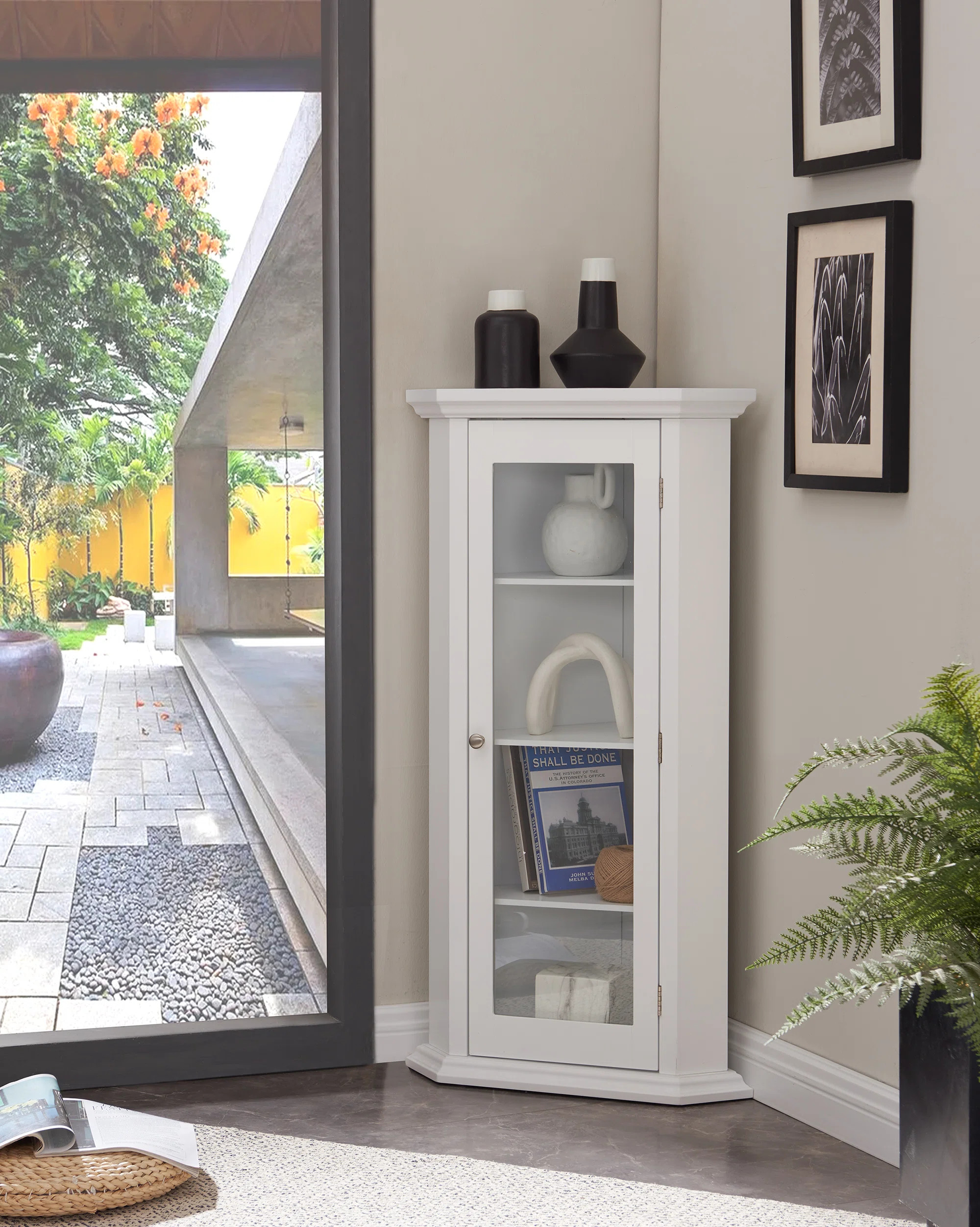 Corner Storage Accent Cabinet with Glass Door | Wayfair North America