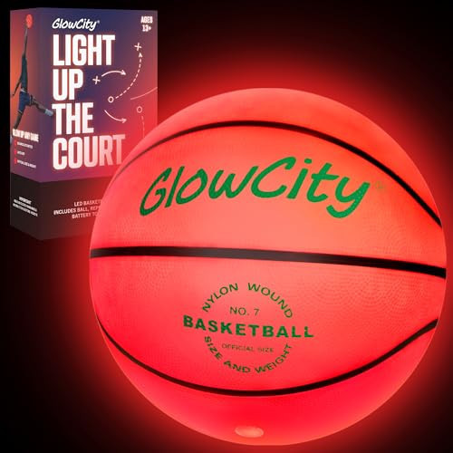 GlowCity Glow in The Dark Basketball - Size 7 Light Up Ball for Teen Boys Gifts, Adults - Red Glow for Outdoor Games - Sports Birthday Gift Ideas for Boys Ages 12 13 14 15 Basketball Gear Accessories | Amazon (US)
