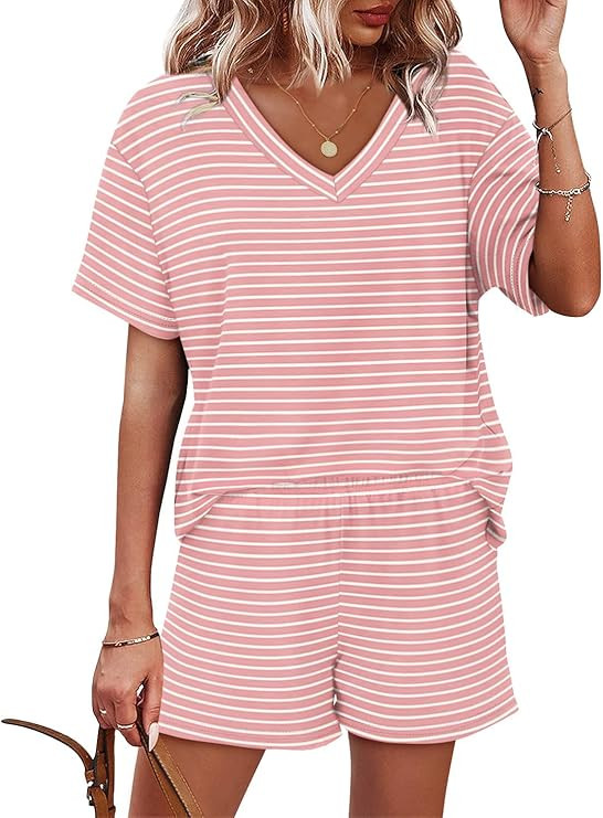 XIEERDUO Lounge Sets for Women Shorts Lightweight Summer Pajamas Set Sleepwear 2 Piece Sets Airpo... | Amazon (US)