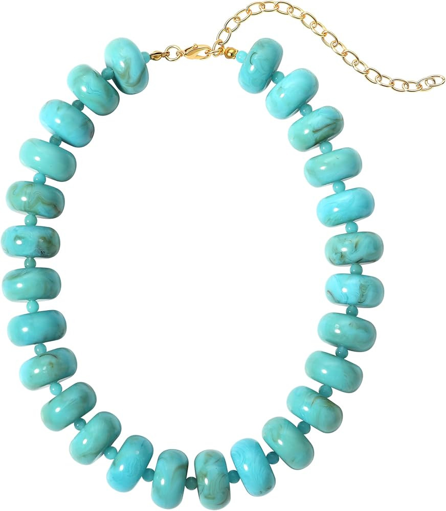 Chunky Beaded Necklace for Women, Multi-Color Acrylic Choker | Amazon (US)